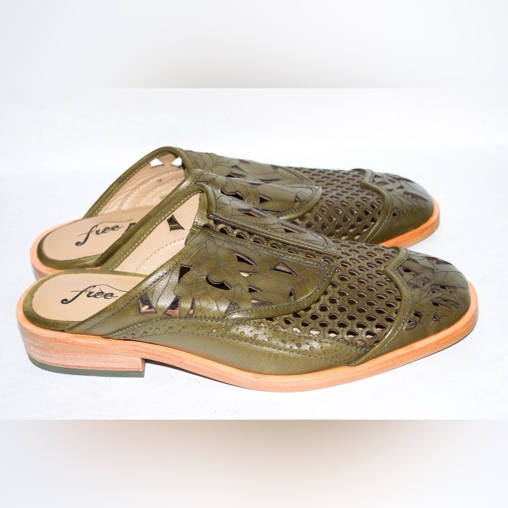 Free People Olive Green Cutout Loafers